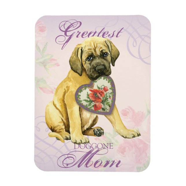 Imán Mastiff Hearts Mom (Vertical)