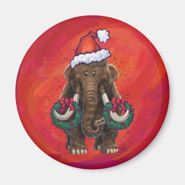 Imán Mastodon festivo en rojo (Frente)