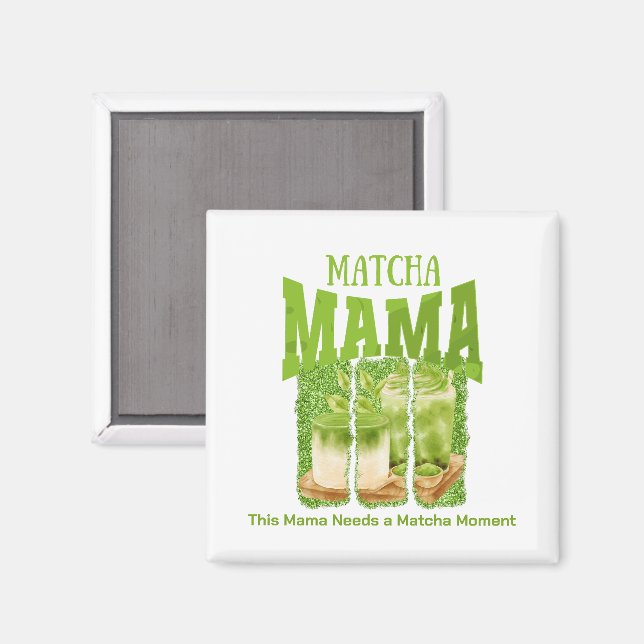 Imán MATCHA MAMA Purpurina Verde Brote de pincel (Anverso/Reverso)