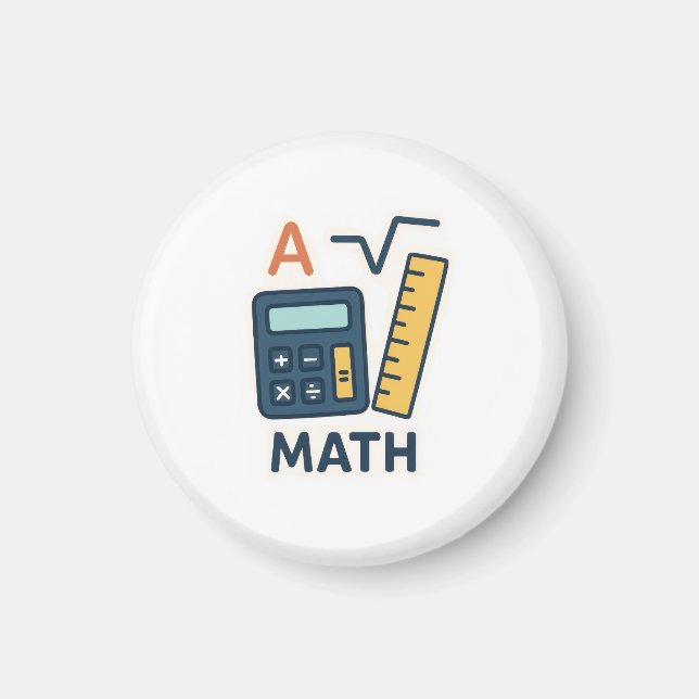Imán Matemática minimalista - Calculadora, Gobernante (Frente)