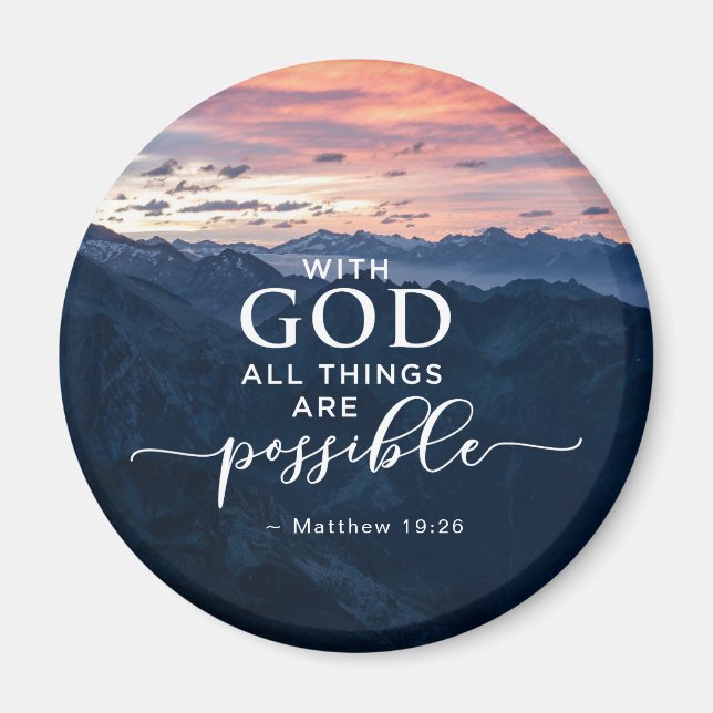 Imán Mateo 19:26 Con Dios todas las cosas son posibles (Frente)