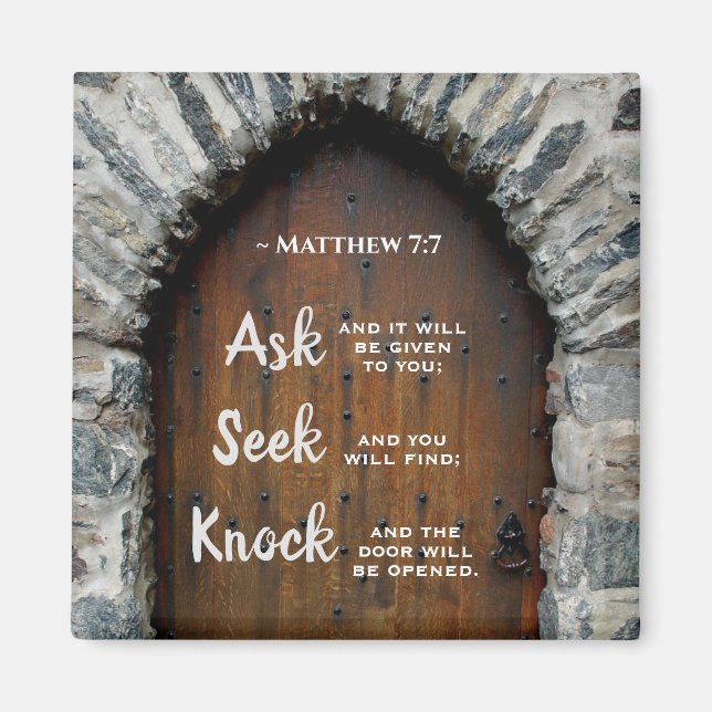 Imán Mateo 7:7, pregunta y se dará (Frente)