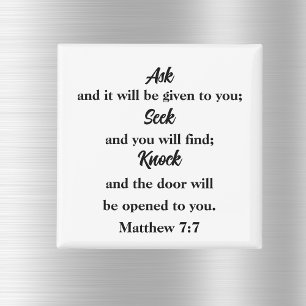 Imán Mateo 7:7 Pregúntenle a Seek Knock Bible Verse