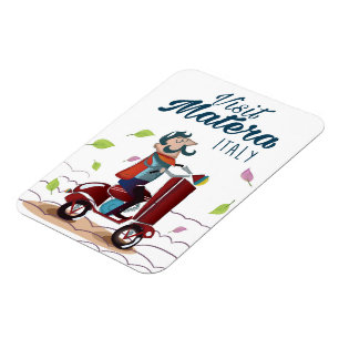 Imán Matera Italia Personalizado Scooter travel print
