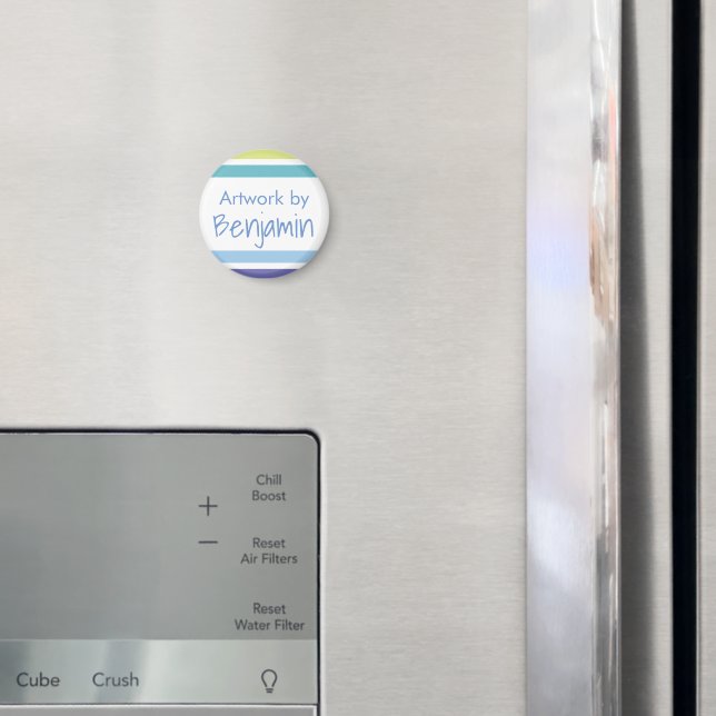 Imán Material gráfico infantil Nombre franjas azul y ve (In situ (nevera))