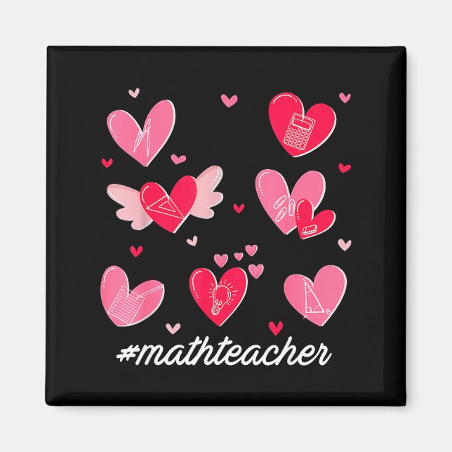 Imán Math Teacher Heart Valentines Day Mathematics Teac (Frente)