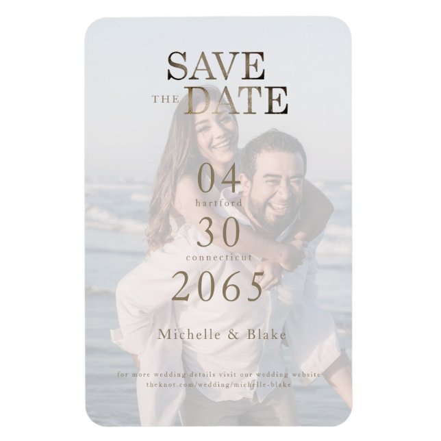 Imán Matrimonio de fotos de Couple Beach Save the Date (Vertical)