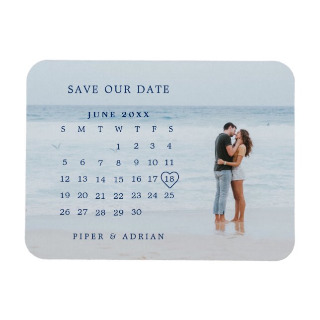 Imán Matrimonio fotográfico simple de calendario Guarda (Horizontal)