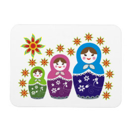 Imán Matryoshka personalizado de muñecas y girasoles ru