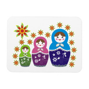 Imán Matryoshka personalizado de muñecas y girasoles ru
