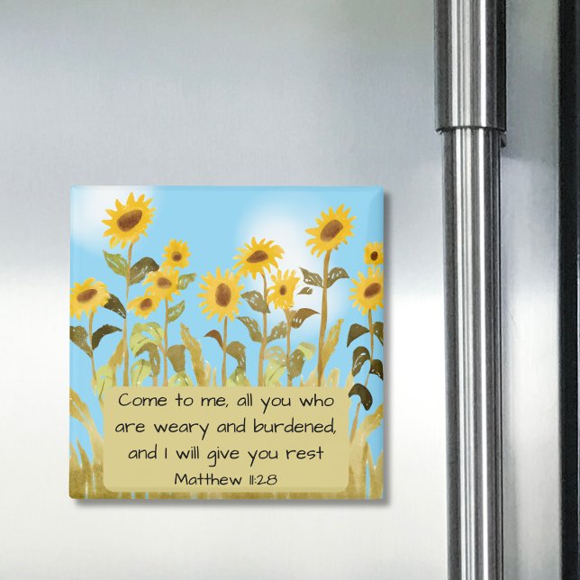 Imán Matthew 11:28 Bible Verse Sunflower (Subido por el creador)