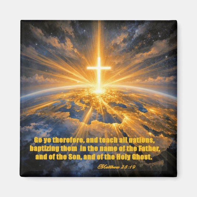 Imán Matthew 28:19 Christian Fridge Magnet (Frente)
