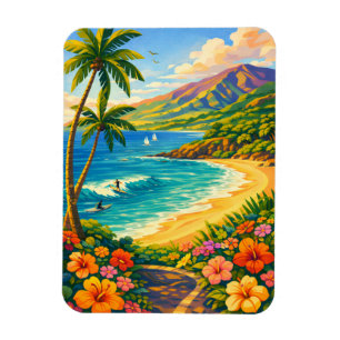 Imán Maui Hawái Costa Tropical Viaje Retro