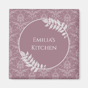 Imán Mauve Elegant Damask Personalized Magnet