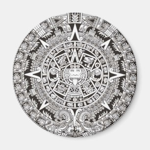 Imán maya del calendario blanco y negro