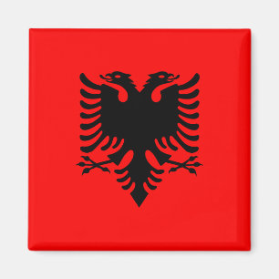 Imán Mazo con bandera de Albania (Flamuri i Shqipërisë)