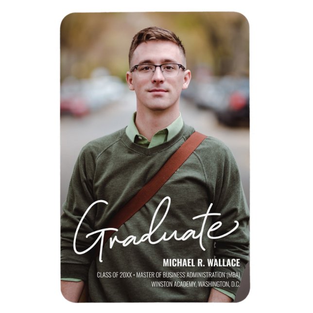 Imán MBA business Graduate Personalizado foto nombre An (Vertical)