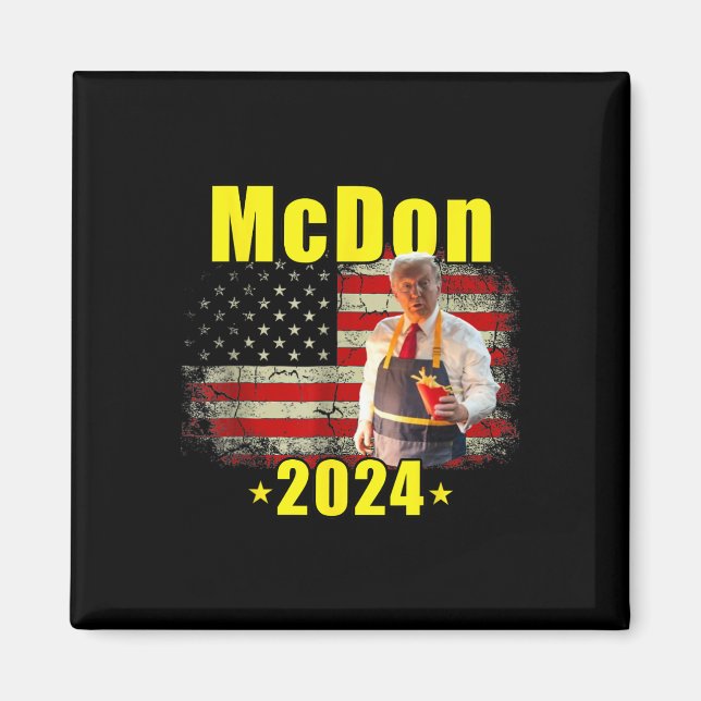 Imán Mcdon 2024 Funny Donald Trump French Fry Cooking F (Frente)
