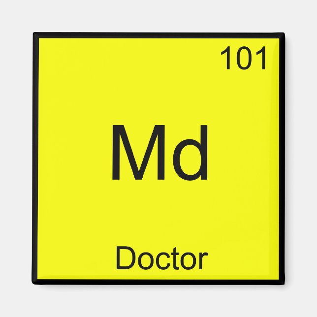 Imán Md - Médica Símbolo de elemento de química Funny M (Frente)