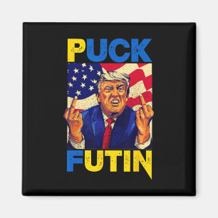 Imán Me apoyo a Ucrania Meme Trump Puck Futin Vintage