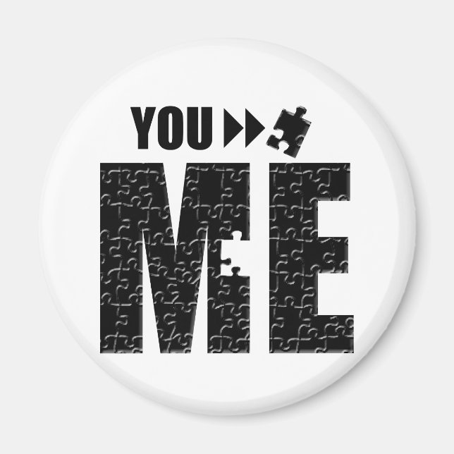 Imán Me completas, ropa romántica y regalos. (Frente)