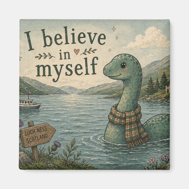 Imán Me creo un caprichoso Monstruo del Lago Ness (Frente)