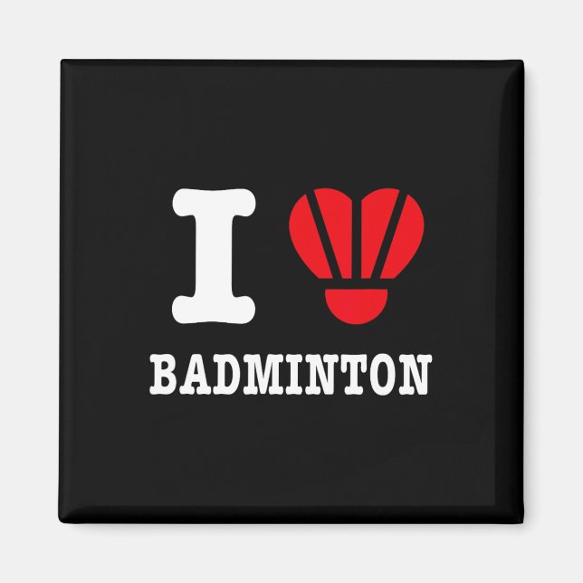Imán Me encanta Badminton Tee - Funny Shuttle Heart Par (Frente)