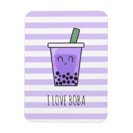 Imán Me encanta Boba Kawaii Bubble Tea Taro Ube Purple