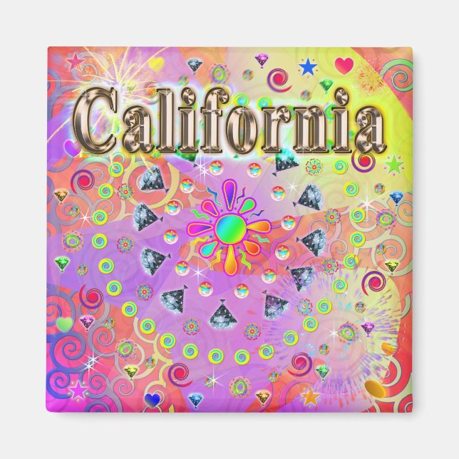 Imán ME ENCANTA California Lucky Golden Magnet (Frente)