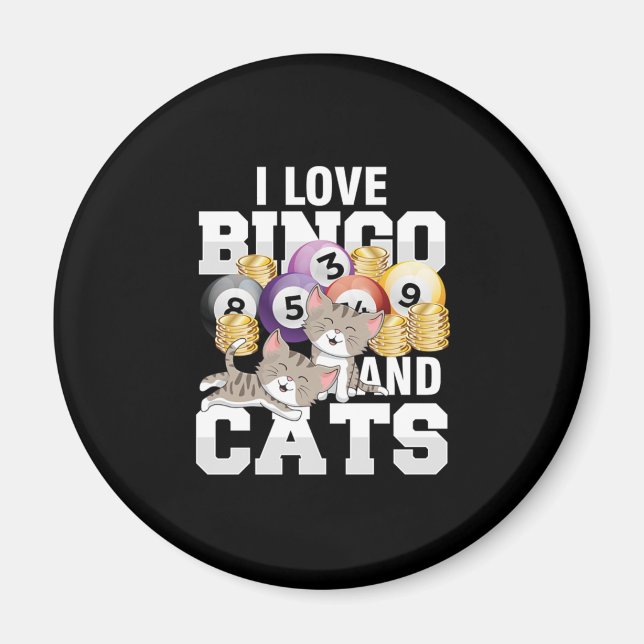 Imán Me Encanta El Bingo Y El Gato Gato Gato Gatito Jue (Frente)