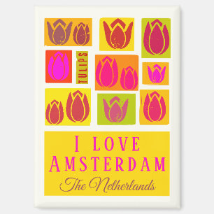 Imán Me encanta el colorido patrón de tulipán de Amster