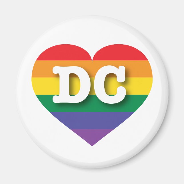 Imán Me encanta el corazón arcoiris de DC (Frente)