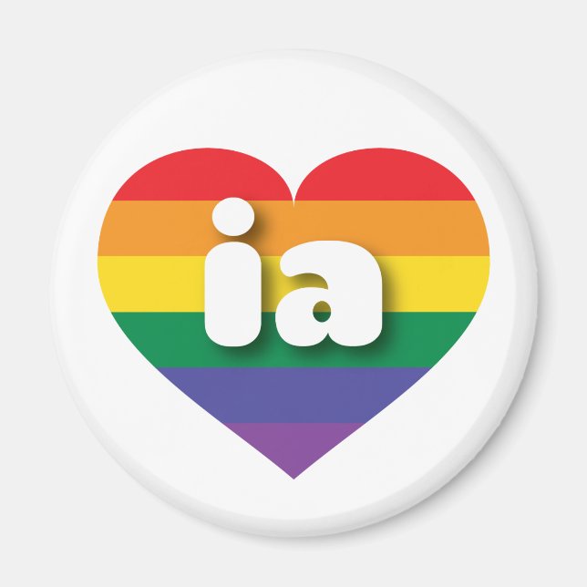 Imán Me encanta el corazón arcoiris de Iowa (Frente)