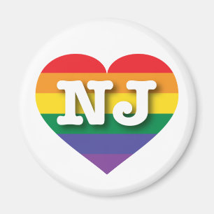 Imán Me encanta el corazón arcoiris de Nueva Jersey