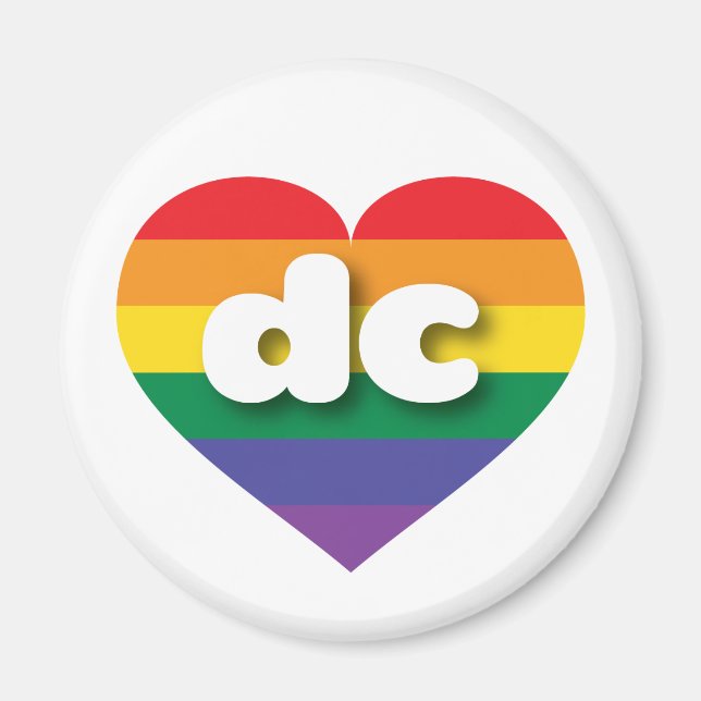 Imán Me encanta el corazón arcoiris del Orgullo Gay DC (Frente)