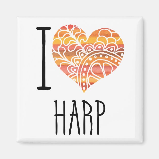 Imán Me encanta el corazón de la Naranja de Harp Mandal (Frente)