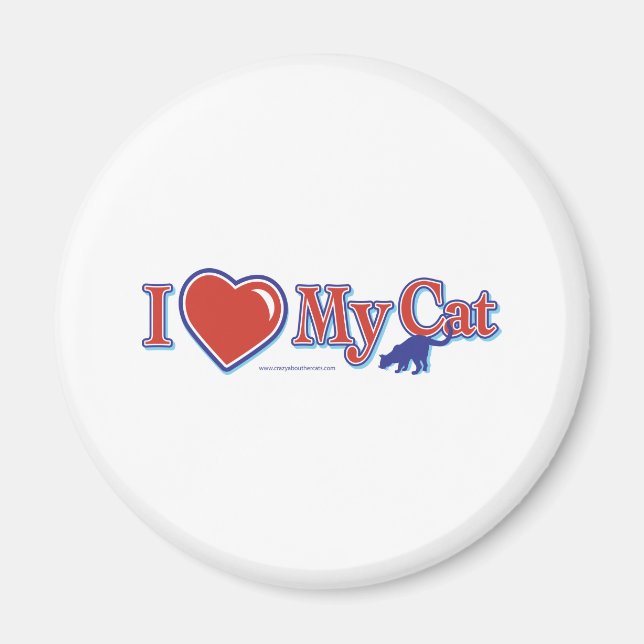Imán Me encanta el corazón de mi gato (Frente)