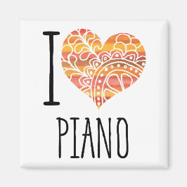 Imán Me encanta el corazón del Naranja de piano Mandala