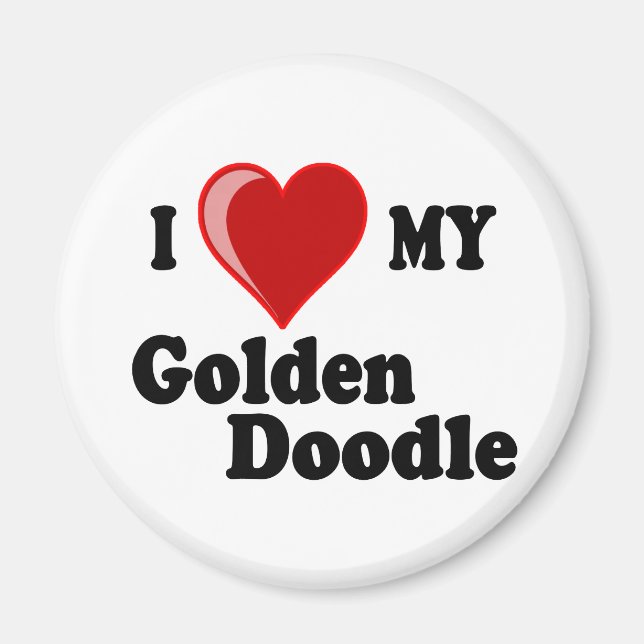 Imán Me encanta (el corazón) mi perro dorado (Frente)