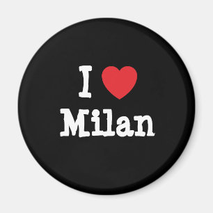 Imán Me encanta el corazón personalizado Milán person