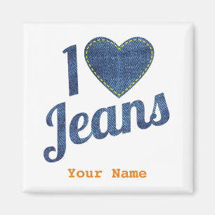 Imán Me encanta el diseño vintage de moda Jeans con oíd