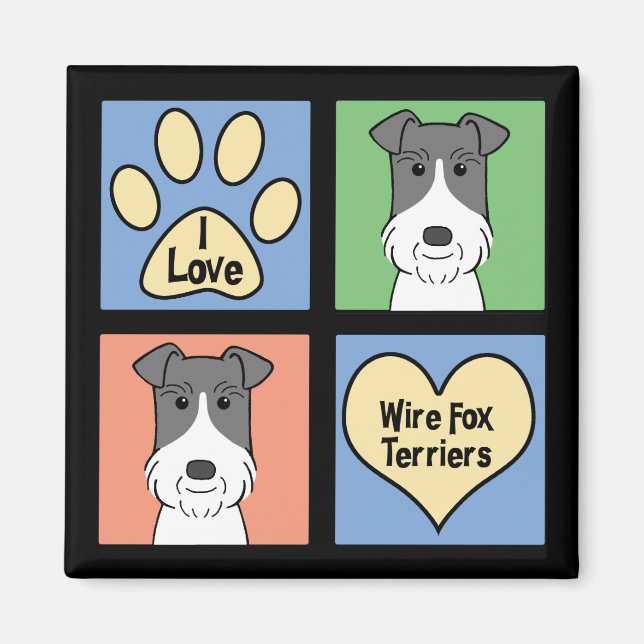 Imán Me encanta el hilo Fox Terriers (Frente)