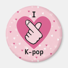 Imán Me encanta el K-pop Pinger rosa corazón negroRosa