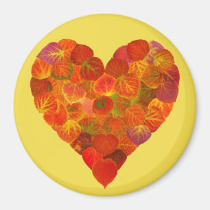 Imán Me Encanta El Otoño, Sutil—El Corazón De Hojas Roj