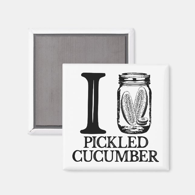 Imán Me encanta el pepino picado - pepino de rosca vint (Anverso/Reverso)