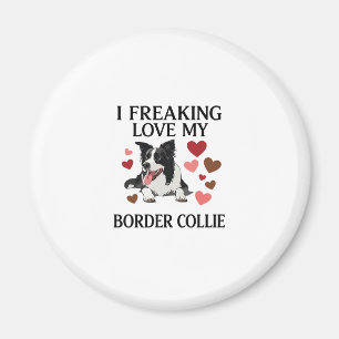 Imán Me Encanta el Perro Border Collie Corazones_1