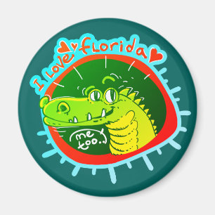 Imán me encanta florida dulce cocodrilo personalizado d