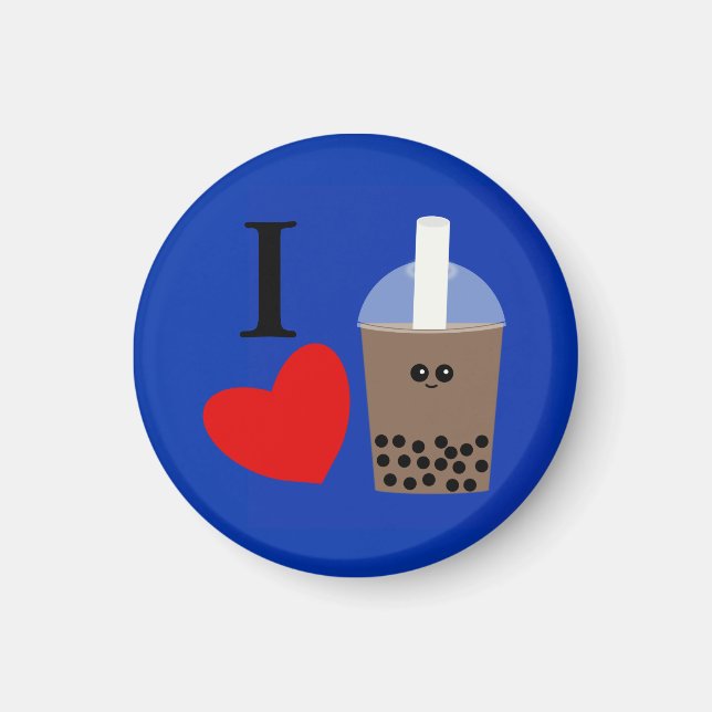 Imán Me encanta la bebida de Boba #1 Redondo Magnet (Frente)
