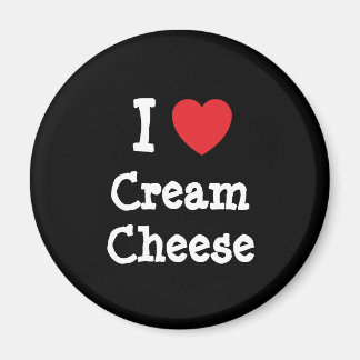 Imán Me encanta la camiseta con el corazón de queso cre