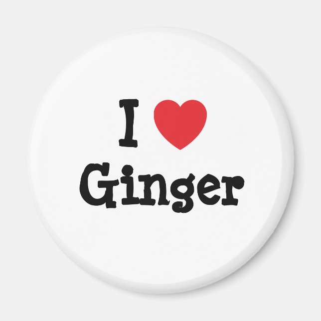 Imán Me encanta la camiseta del corazón de Ginger (Frente)
